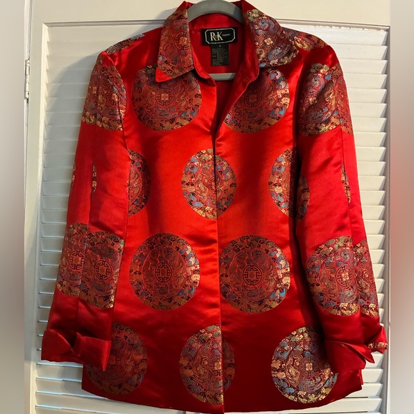 R&K Jackets & Blazers - Women's Red Satin Blazer